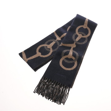 エルメス マフラー エニー モール マリン/エトゥープ カシミヤ100% レディース 【未使用】【other】