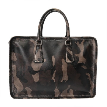 プラダ カモフラージュ グレー/ブラウン サフィアーノレザー メンズ バッグ 【中古】【bag】