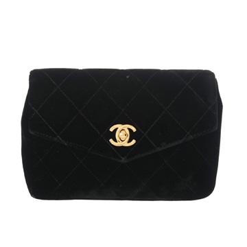 シャネル ウエストポーチ ブラック ベロア レディース バッグ 【中古】【bag】