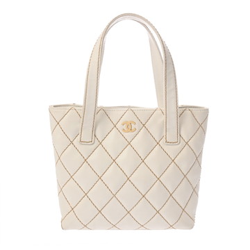 シャネル ワイルドステッチ ハンドバッグ ホワイト A18126 レザー レディース バッグ 【中古】【bag】