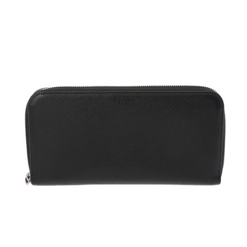 プラダ ラウンドファスナー ブラック サフィアーノレザー メンズ 財布 【中古】【purse】