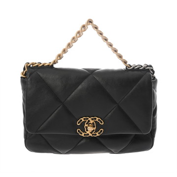シャネル CHANEL19 ハンドバッグ ブラック AS1160 シャイニーラムスキン レディース バッグ 【中古】【bag】