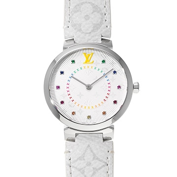 ルイ ヴィトン タンブールスリムMM QA159Z シルバー/カラーストーン レディース 時計 【中古】【wristwatch】