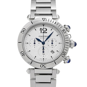 カルティエ パシャ ドゥ カルティエ クロノグラフ 41mm WSPA0018 シルバー メンズ 時計 【中古】【wristwatch】