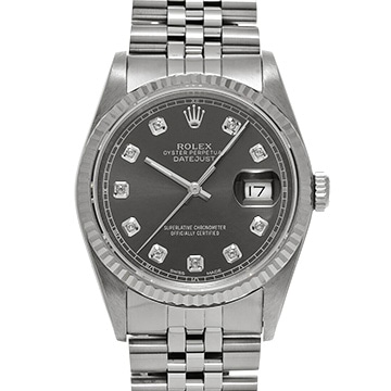 ロレックス デイトジャスト 16234G ブラック/ダイヤモンド メンズ 時計 【中古】【wristwatch】