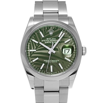 ロレックス デイトジャスト 36 126200 オリーブグリーン パームモチーフ メンズ 時計 【中古】【wristwatch】