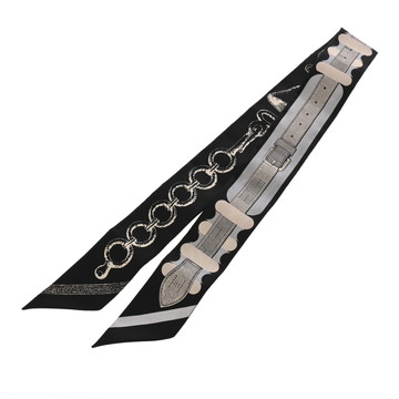 エルメス ツイリー BRIDES A BLOCK ブラック系マルチカラー 064220S シルク100％ レディース 【未使用】【other】