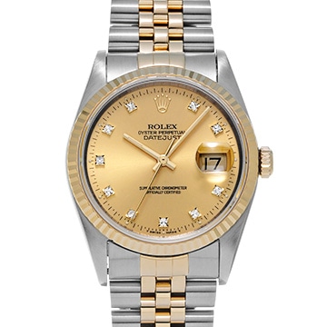ロレックス デイトジャスト 16233G シャンパン/ダイヤモンド メンズ 時計 【中古】【wristwatch】