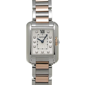 カルティエ タンク アングレーズ SM WT100024 シルバー/ダイヤモンド レディース 時計 【中古】【wristwatch】