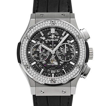 ウブロ クラシックフュージョン アエロフュージョン チタニウム ダイヤモンド 525.NX.0170.LR.1104 スケルトン メンズ 時計 【中古】【wristwatch】