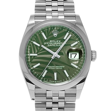 ロレックス デイトジャスト 36 126200 オリーブグリーン パームモチーフ メンズ 時計 【中古】【wristwatch】