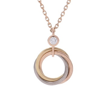 カルティエ ベビートリニティ ネックレス 1PD ゴールド K18ピンクゴールド PG/K18ホワイトゴールド WG/K18イエローゴールド/ダイヤモンド レディース ジュエリー 【中古】【jewelry】