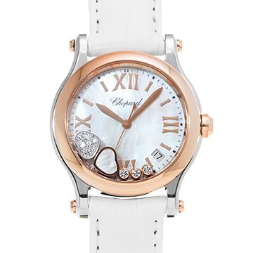 ショパール ハッピーハート 278582-6009 ホワイトシェル/ダイヤモンド レディース 時計 【中古】【wristwatch】