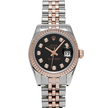 ロレックス デイトジャスト 179171G ブラック/ダイヤモンド レディース 時計 【中古】【wristwatch】