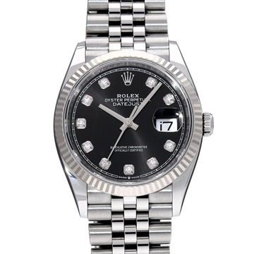 ロレックス デイトジャスト 36 126234G ブライトブラック/ダイヤモンド メンズ 時計 【中古】【wristwatch】