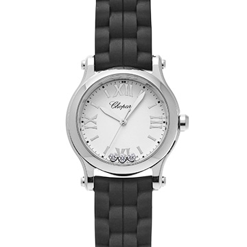 ショパール ハッピースポーツ 30MM 278590-3001 ホワイト/ダイヤモンド レディース 時計 【中古】【wristwatch】