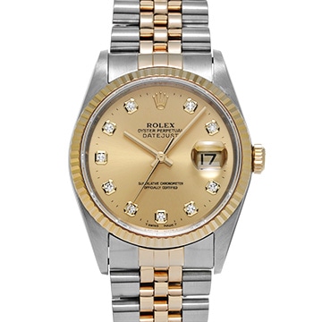 ロレックス デイトジャスト 16233G シャンパン/ダイヤモンド メンズ 時計 【中古】【wristwatch】