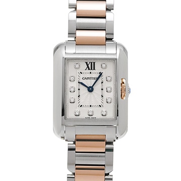 カルティエ タンク アングレーズ SM WT100024 シルバー/ダイヤモンド レディース 時計 【中古】【wristwatch】