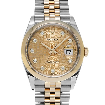 ロレックス デイトジャスト 36 126203G シャンパンコンピュータ/ダイヤモンド メンズ 時計 【中古】【wristwatch】
