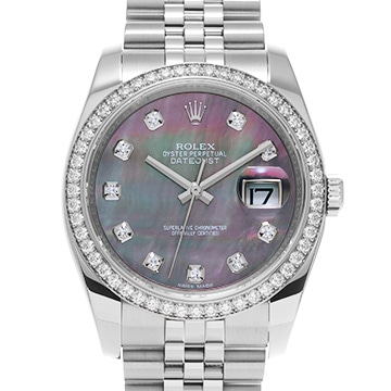 ロレックス デイトジャスト 116244NG ブラックシェル/ダイヤモンド メンズ 時計 【中古】【wristwatch】