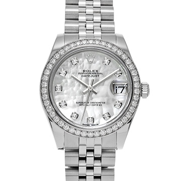 ロレックス デイトジャスト 178384NG ホワイトシェル/ダイヤモンド ユニセックス 時計 【中古】【wristwatch】