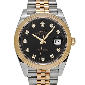 ロレックス デイトジャスト 41 126333G ブライトブラック/ダイヤモンド メンズ 時計 【中古】【wristwatch】