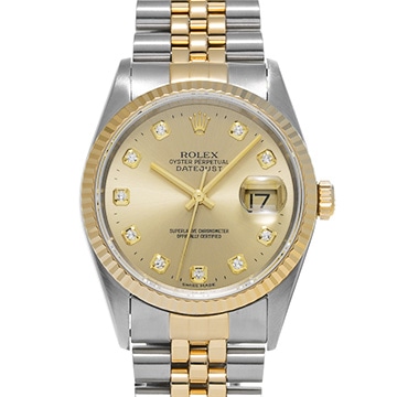 ロレックス デイトジャスト 16233G シャンパン/ダイヤモンド メンズ 時計 【中古】【wristwatch】