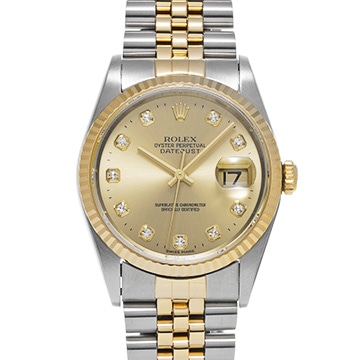 ロレックス デイトジャスト 16233G シャンパン/ダイヤモンド メンズ 時計 【中古】【wristwatch】