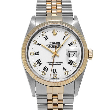 ロレックス デイトジャスト 16233G ホワイト/ダイヤモンド メンズ 時計 【中古】【wristwatch】