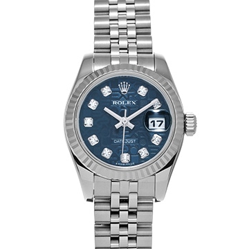ロレックス デイトジャスト 179174G ブルーコンピュータ/ダイヤモンド レディース 時計 【中古】【wristwatch】