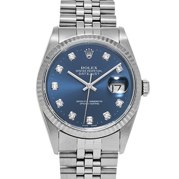 ロレックス デイトジャスト 16234G ブルー/ダイヤモンド メンズ 時計 【中古】【wristwatch】