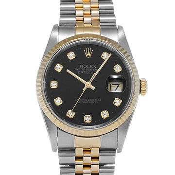 ロレックス デイトジャスト 16233G ブラック/ダイヤモンド メンズ 時計 【中古】【wristwatch】