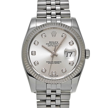 ロレックス デイトジャスト 116234G シルバー/ダイヤモンド メンズ 時計 【中古】【wristwatch】