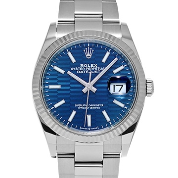 ロレックス デイトジャスト 36 126234 ブライトブルー フルーテッドモチーフ メンズ 時計 【中古】【wristwatch】