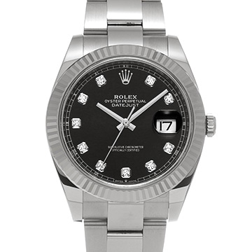 ロレックス デイトジャスト 41 126334G ブライトブラック/ダイヤモンド メンズ 時計 【中古】【wristwatch】