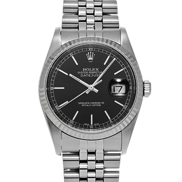 ロレックス デイトジャスト 16234 ブラック メンズ 時計 【中古】【wristwatch】