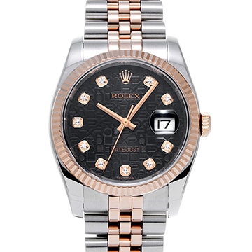 ロレックス デイトジャスト 116231G ブラックコンピュータ/ダイヤモンド メンズ 時計 【中古】【wristwatch】