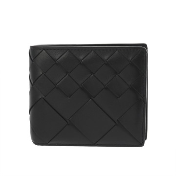 ボッテガ ヴェネタ イントレチャート コインパース付き二つ折りウォレット ブラック 749412 レザー ユニセックス 財布 【中古】【purse】