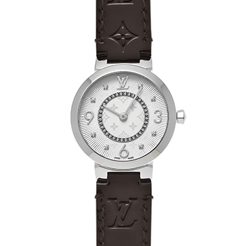 ルイ ヴィトン タンブール スリム Q12MGZ シルバー/ダイヤモンド レディース 時計 【中古】【wristwatch】