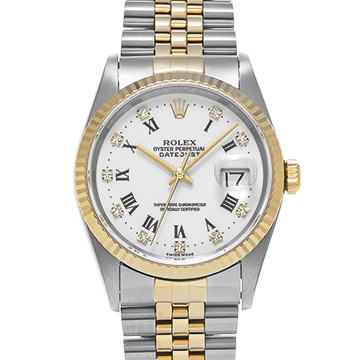 ロレックス デイトジャスト 16233G ホワイト/ダイヤモンド メンズ 時計 【中古】【wristwatch】