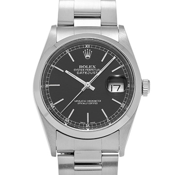ロレックス デイトジャスト 16200 ブラック メンズ 時計 【中古】【wristwatch】
