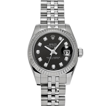 ロレックス デイトジャスト 179174G ブラック/ダイヤモンド レディース 時計 【中古】【wristwatch】