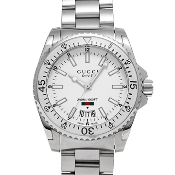 グッチ ダイブ 136.3 ホワイト メンズ 時計 【中古】【wristwatch】