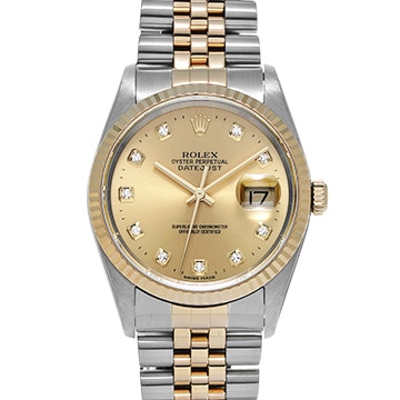 ロレックス デイトジャスト 16233G シャンパン/ダイヤモンド メンズ 時計 【中古】【wristwatch】
