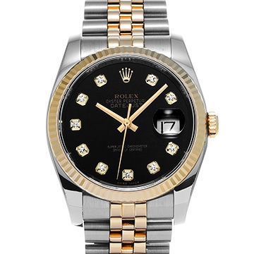 ロレックス デイトジャスト 116233G ブラック/ダイヤモンド メンズ 時計 【中古】【wristwatch】