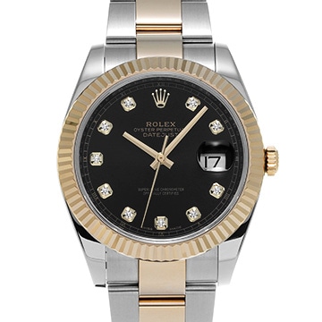 ロレックス デイトジャスト 41 126333G ブライトブラック/ダイヤモンド メンズ 時計 【中古】【wristwatch】