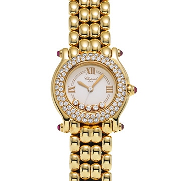 ショパール ハッピースポーツ 27/6151-21 ホワイト/ムービングダイヤモンド レディース 時計 【中古】【wristwatch】