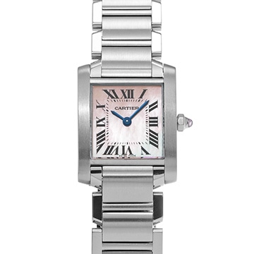 カルティエ タンク フランセーズ SM W51028Q3 ピンクシェル レディース 時計 【中古】【wristwatch】