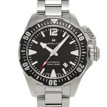 ハミルトン カーキ ネイビー オープンウォーター オート H77605135 ブラック メンズ 時計 【中古】【wristwatch】