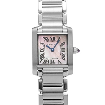 カルティエ タンク フランセーズ SM W51028Q3 ピンクシェル レディース 時計 【中古】【wristwatch】
